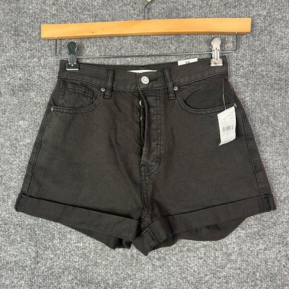 PacSun Pants - NWT Pacsun Womens 25 Black High Rise Rolled Short Button Fly Cuffed Flat Front